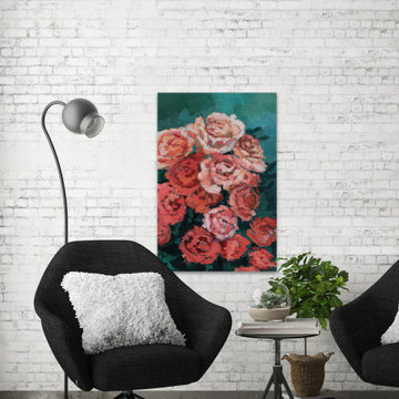 "Bunch of Rose" Painting Print on Wrapped Canvas