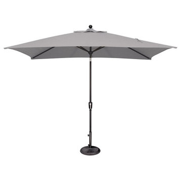 Simply Shade Catalina 120" Octagon Push Button Tilt Umbrella in Black/Gray Tweed