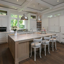 White Cabinets/Counters- Contrasting Island