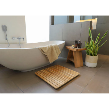 Nordic Style Teak Natural Square Shower and Bath Mat 24"x24"