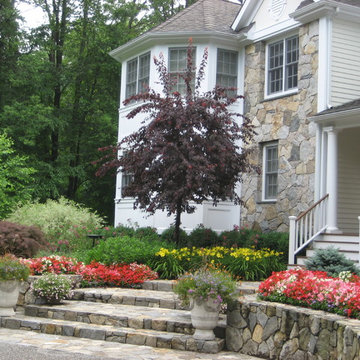 Front Entry Way Porch Garden Beds and Driveway