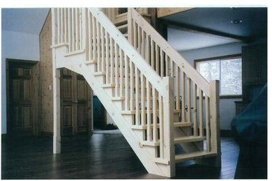 Pine Scandinavian Style Winder Staircase