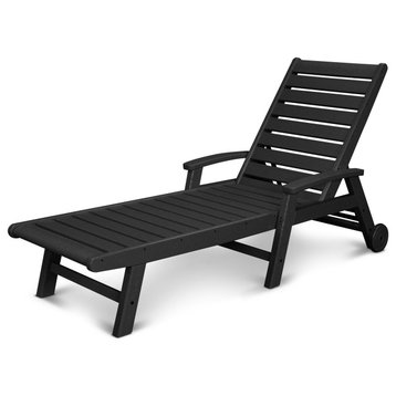 POLYWOOD Signature Chaise With Wheels, Black