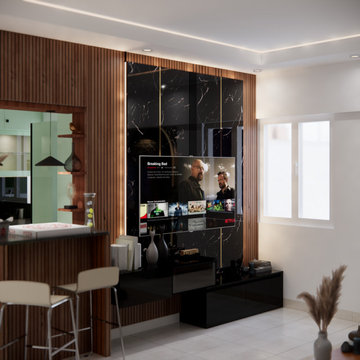 Luxury Marble and Wood Panel TV Wall Design