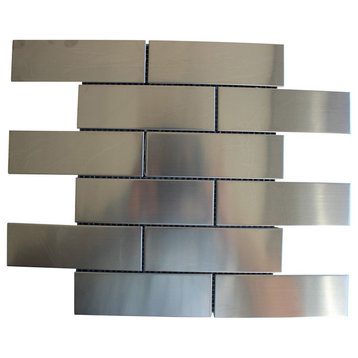 11.81"x11.81" Sub Way Stainless Steel Subway Metal Backsplash Wall Bath Tile