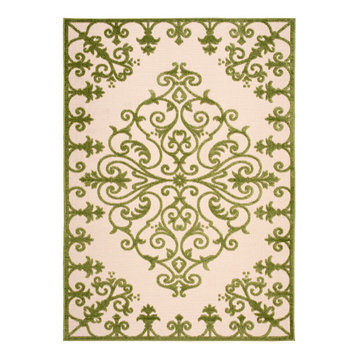 Aloha Green 8 ft. x 11 ft. Medallion Contemporary Indoor/Outdoor Area Rug
