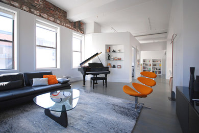 Living room - modern living room idea in Boston