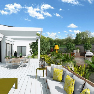 Aménagement d'extérieur - Pergola Bioclimatique - Villa contemporaine version 1
