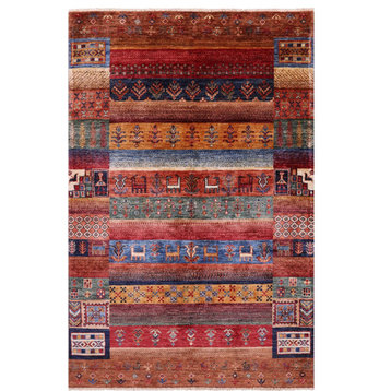 Tribal Persian Gabbeh Hand Knotted Wool Rug 3' 11" X 5' 11" - Q20926