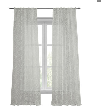 Paris Scroll Patterned Linen Sheer Curtain, 50"x84"