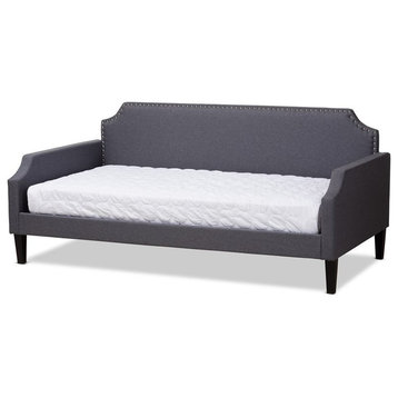 Baxton Studio Walden Fabric Tufted Twin Daybed in Grey