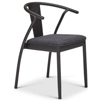 Metro Edison Arm Chair, Set of 2, Black Frame, Black Upholstery