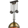 Torque 3-Light Pulldown Chandelier, Vintage Rust And Aged Brass