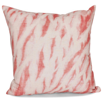Shibori Stripe, Geometric Print Pillow, Coral, 16"x16"