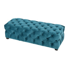 TEAL AQUA ottoman storage footstool velvet upholstered bench seat * BRAND NEW