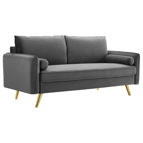 Revive Performance Velvet Sofa, Gray