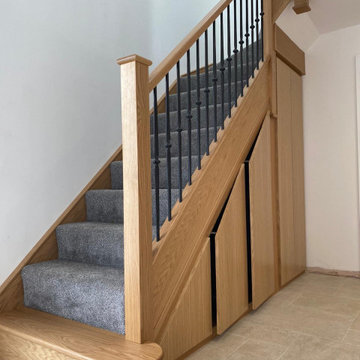 New Oak and Wrought Iron Staircase