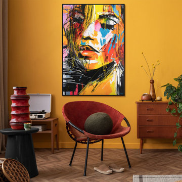 Vibrant Expression – Bold Abstract Portrait in Dynamic Colors
