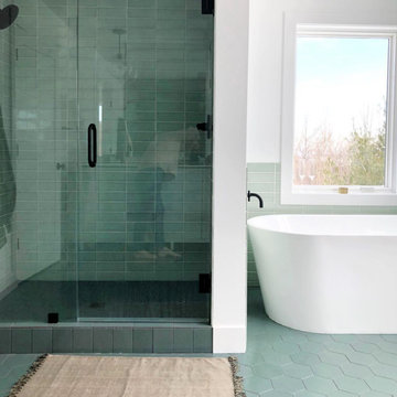 Green Scandinavian Inspired Master Bath
