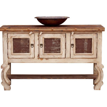 French Country Vanity, Rustic White, 48"x20"x32", Double Sink