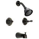 Designers Impressions - Oil Rubbed Bronze Tub/Shower Combo Faucet With Multi-Setting Shower Head - Double Handle Design