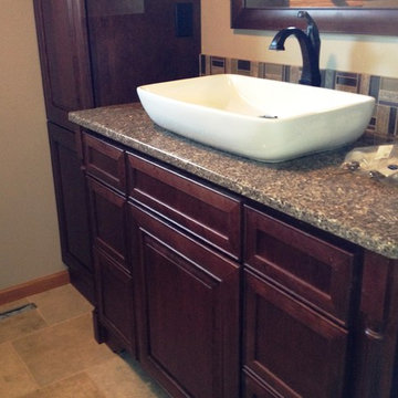 Notice how the sink base is bumped out with turn post side panels and a valance