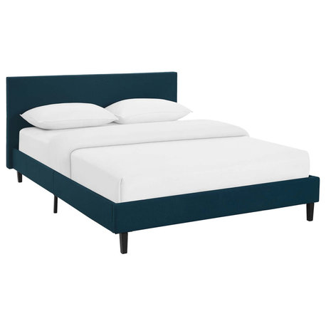 Anya Full Upholstered Fabric Bed, Azure