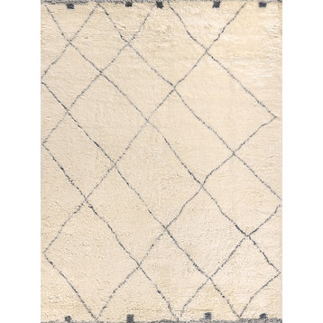 Moroccan Shag Wool Gray/Ivory Area Rug, 10'x14'