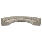 Meridian Furniture - Infinity Black Boucle Fabric Upholstered Arc Shaped Modular Sectional, Brown, 7-Piece, Arc-Shaped - Mix and match this Infinity boucle fabric modular chair with other items in the Infinity collection to find the best possible seating solution for your gang. Rich taupe boucle fabric feels welcoming and soft to the skin, so you stay seated comfortably for the big game or while watching your favorite programs. Deep channel tufting adds to the longevity and durability of this modular chair while giving it texture.