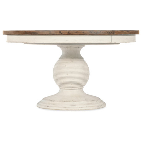 Americana Round Pedestal Dining Table With1-22in leaf