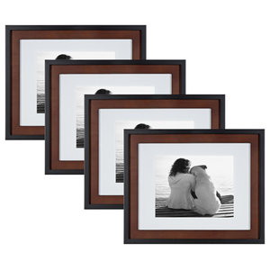 Dark Brown or A4 with 3 Mats or 11x14 Without Mat Solid Wood High Definition Glass Display Pictures 5x7 for Wall or Tabletop Mount 8x10 ABZQH 11x14 Picture Frames Walnut Set of 4 