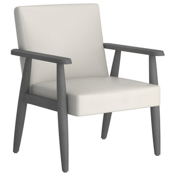 Mid-Century Modern Faux Leather Accent Chair, Gray-Beige
