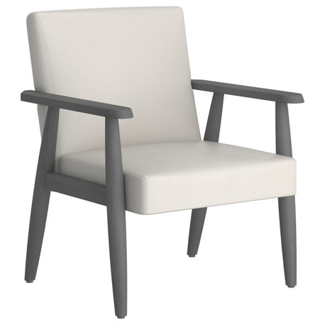 Mid-Century Modern Faux Leather Accent Chair, Gray-Beige