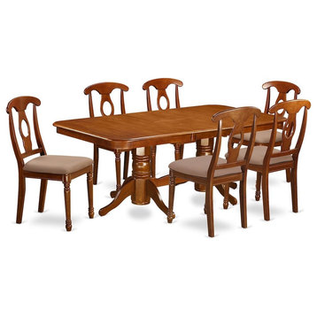 7-Piece Dining Room Set for Rectangular Table With Leaf and 6 Chairs for Dining