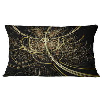 Gold Metallic Fabric Pattern Abstract Throw Pillow, 12"x20"