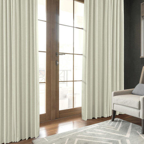 Italian Faux Linen Curtain Single Panel, Gravity Ivory, 50"x108"