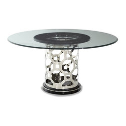 AICO Furniture - After Eight 60 Round Glass Top Dining Table - 19001-101-16 - Dining Tables