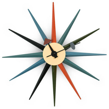 Leisuremod Maxi Modern Design Colorful Star Silent Non-Ticking Wall Clock...