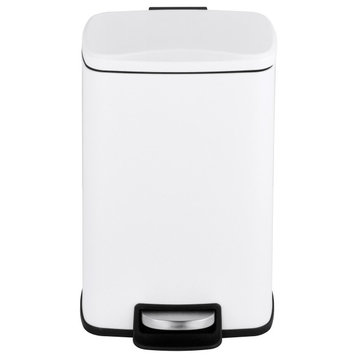 1.3 Gal Rectangular Matt White Step-On Trash Can