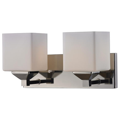 2-Light Vanity, Matte Opal, Chrome