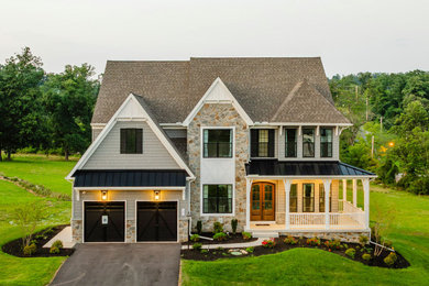 Transitional exterior home idea in Philadelphia
