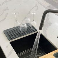 STYLISH Silicone Drying Mat and Trivet, Dark Gray