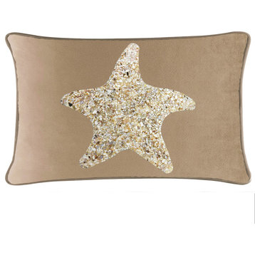 Sparkles Home Shell Starfish Pillow - 14x20" - Champagne Velvet