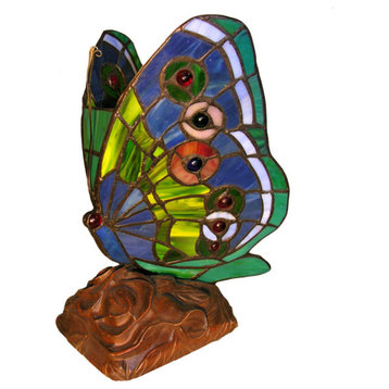 Tiffany-style Green Butterfly Table Lamp