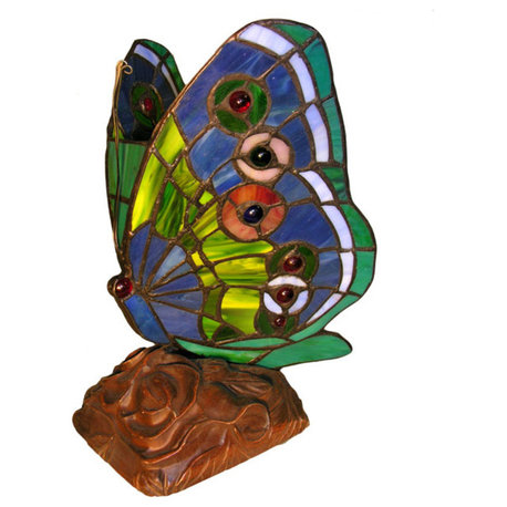 Tiffany-style Green Butterfly Table Lamp