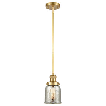 Small Bell 1 Light Mini Pendant, Satin Gold, Silver Plated Mercury