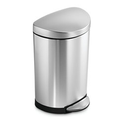 simplehuman - 10 Litre Semi-Round Step Can,  Fingerprint-Proof Brushed Stainless Steel - Wastebaskets