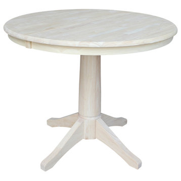 36" Round Top Pedestal Table With 12" Leaf - 28.9"H - Dining Height