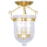 Livex - Livex 5061-02 3-Light Polished Brass Ceiling Mount, Polished Brass - Carrying the vision of rich opulence, the Jefferson has evolved through times remaining a focal point of richness and affluence. From visions of old time class to modern day elegance, the bell jar remains a favorite in several settings of the home. Using hand blown clear glass...the possibilities are endless to find a piece that matches your desired personality and vision.