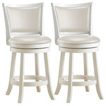 CorLiving Distribution LLC - Woodgrove 38" White Wash Wood Barstool With Leatherette Seat, Set of 2 - Your kitchen island is the hub of your home, so make sure it can handle the activity that surrounds it. With functional seating, your counter will be able to accommodate everything from homework sessions to parties. But that's not all &mdash; the Woodgrove Bar Stools highlight your traditional style. This set's whitewashed wooden frames and simple silhouettes support your lifestyle and complement your design.